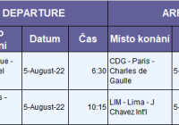 odletové info